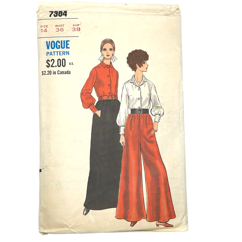 Vogue Vintage 1960's Pattern #7384 Skirt Pant Skirt Blouse Size 14
